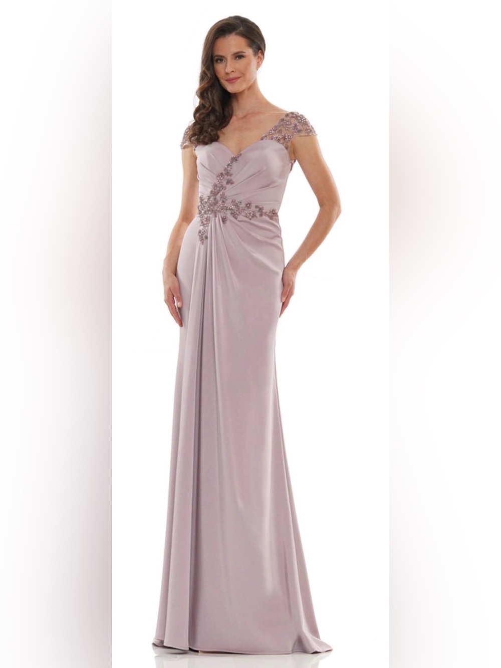 NWOT Marsoni by Colors Gown in Dusty Rose Size 8 Style#MV1133 Ruched Embellished